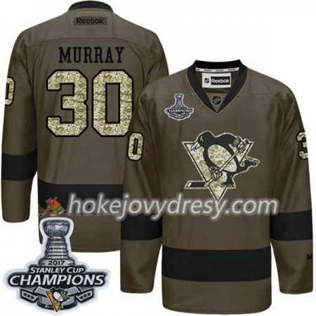 Pánské Hokejový Dres Pittsburgh Penguins Matt Murray 30 Adidas 2017-2018 Camo Zelená 2017 Stanley Cup Champions Authentic